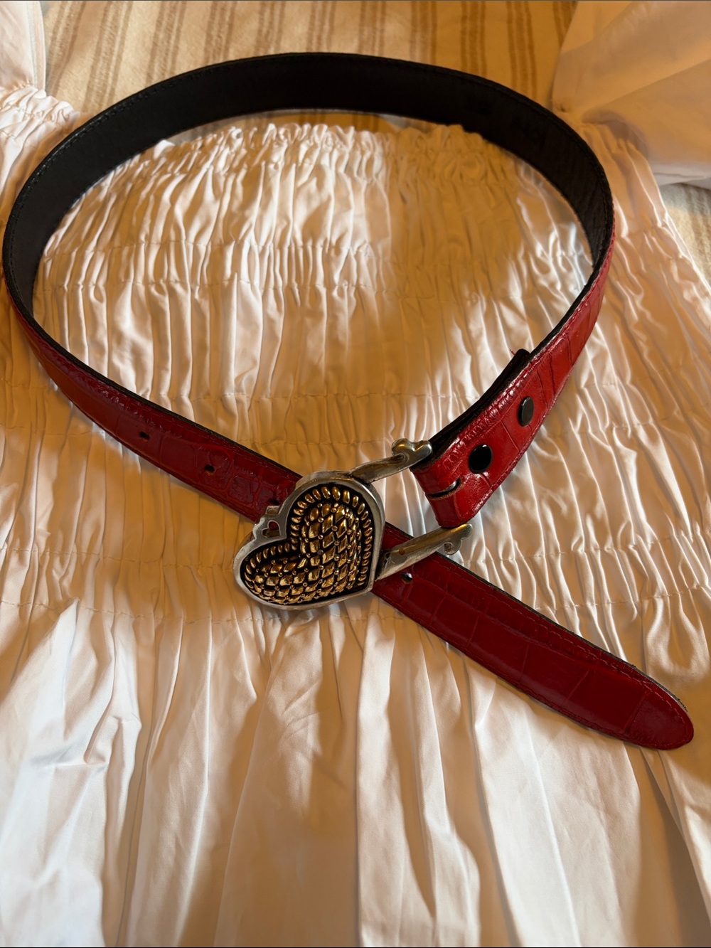 Red Heart Buckle Leather Belt for Women